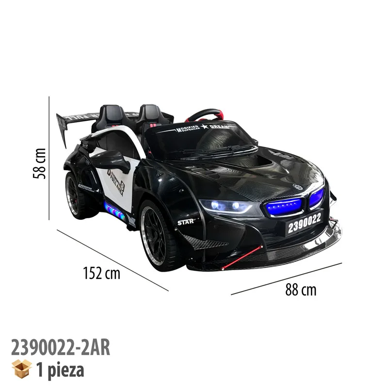 CARRO MONTABLE ELECTRICO CON CONTROL REMOTO NEGRO