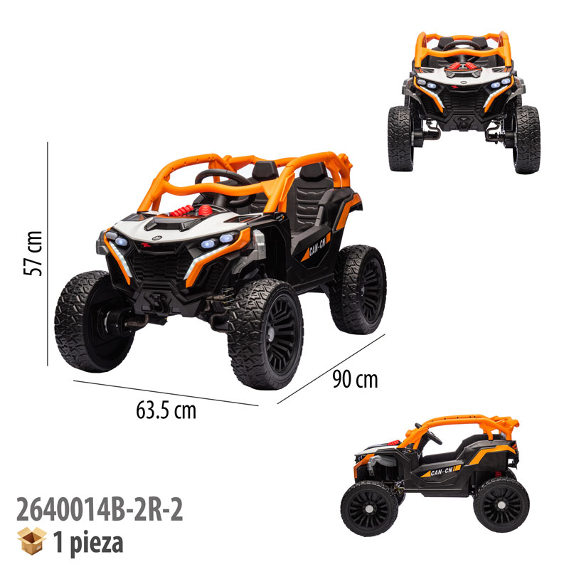 CARRO MONTABLE ELECTRICO CON CONTROL REMOTO NARANJA