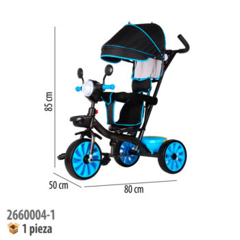 TRICICLO CON TOLDO CON LUZ Y SONIDO AZUL