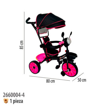 TRICICLO CON TOLDO CON LUZ Y SONIDO ROSA