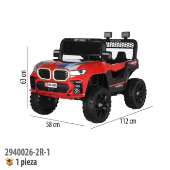 CARRO MONTABLE ELECTRICO CON CONTROL REMOTO ROJO