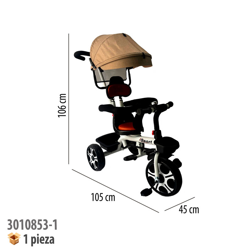 TRICICLO CON TOLDO CAFÉ