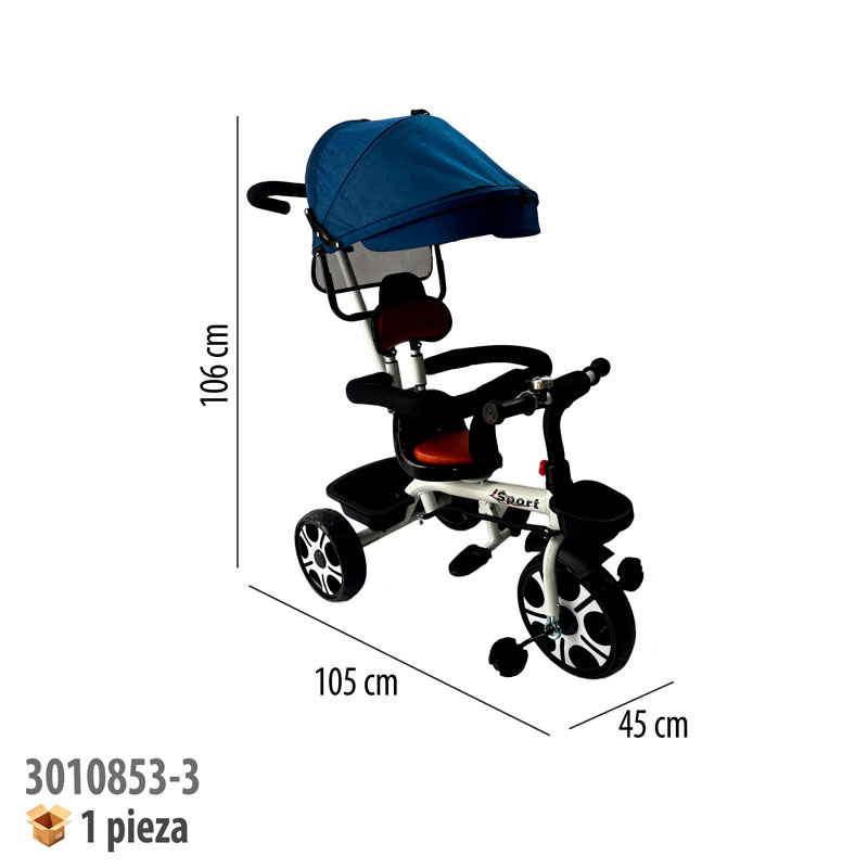 TRICICLO CON TOLDO AZUL