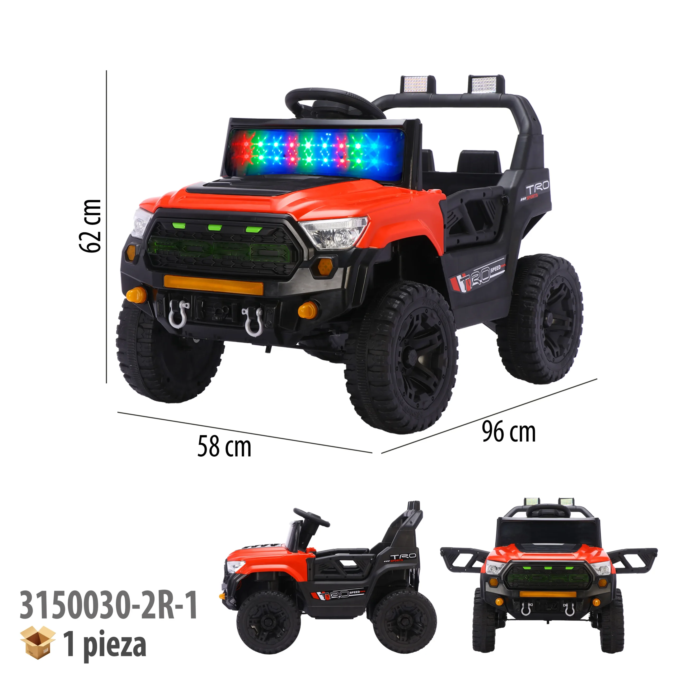 CARRO MONTABLE ELECTRICO CON CONTROL REMOTO ROJO