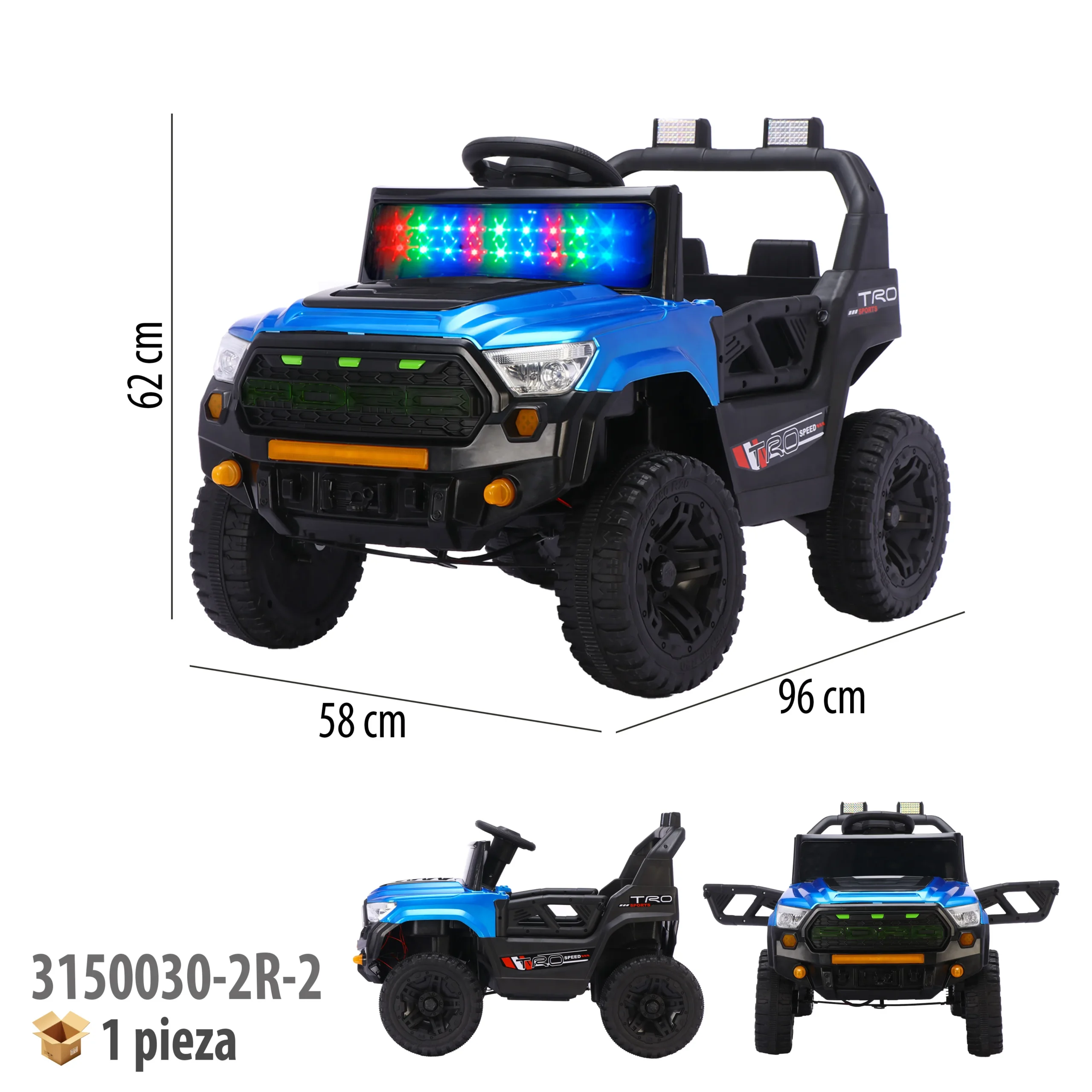 CARRO MONTABLE ELECTRICO CON CONTROL REMOTO AZUL