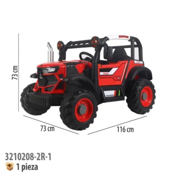 TRACTOR DE GRANJA MONTABLE ELECTRICO CON CONTROL REMOTO ROJO