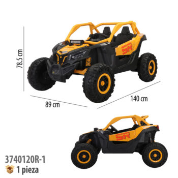 CARRO MONTABLE ELECTRICO CON CONTROL REMOTO BLANCO CON NARANJA