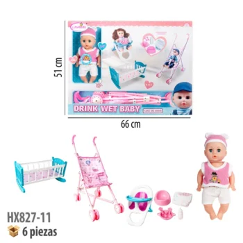 MUÑECA CON SONIDO Y ACCESORIOS.