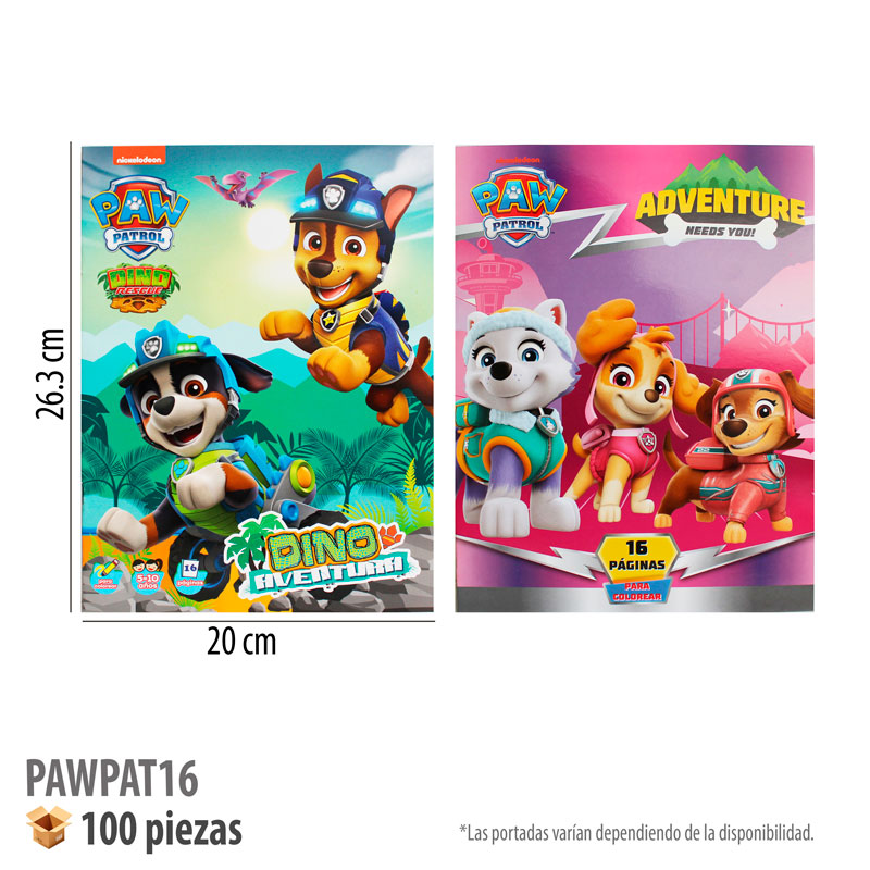 LIBRO COLOREAR 16 PGS PAW PATROL