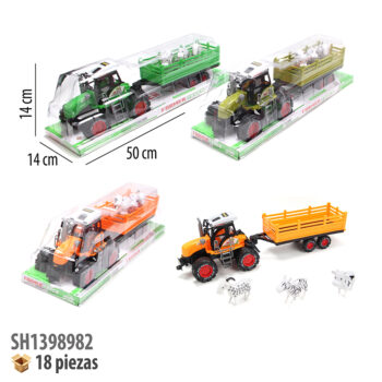 TRACTOR DE GRANJA CON ANIMALES FRICCION