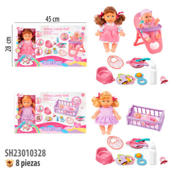 MUÑECA CON SONIDO Y ACCESORIOS