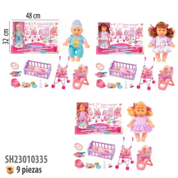 MUÑECA CON SONIDO Y ACCESORIOS