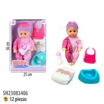 MUÑECA CON SONIDO Y ACCESORIOS