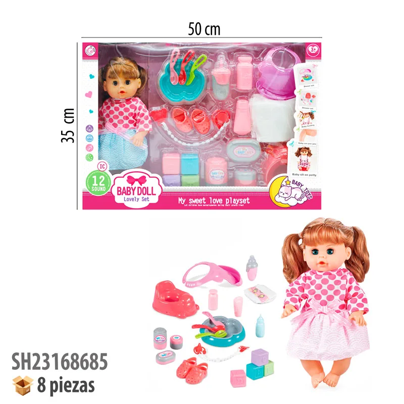 MUÑECA 12" CON SONIDO Y ACCESORIOS