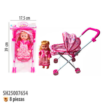 CARREOLA CON MUÑECA 16" Y SONIDO