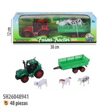 TRACTOR DE GRANJA CON ANIMALES FRICCION