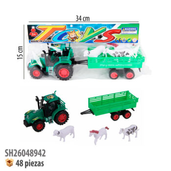 TRACTOR DE GRANJA CON ANIMALES FRICCION