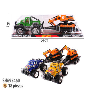 CAMIONETA CON REMOLQUE Y TRACTOR  FRICCION