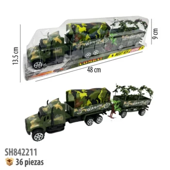 CAMION MILITAR CON DOBLE REMOLQUE FRICCION.