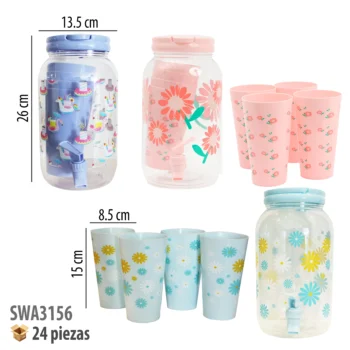 JARRA 3.8 LT CON 4 VASOS