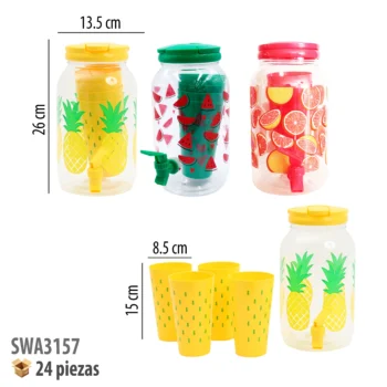 JARRA 3.8 LT CON 4 VASOS