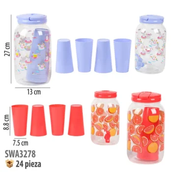JARRA 3.8 LT CON 4 VASOS
