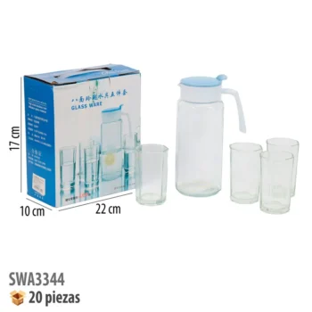 JARRA DE CRISTAL CON 4 VASOS