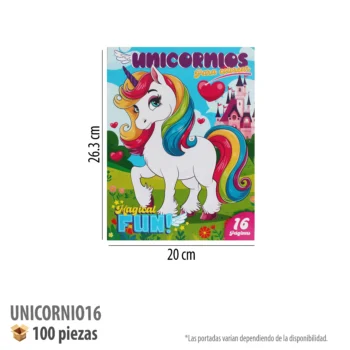 LIBRO COLOREAR 16 PGS UNICORNIOS
